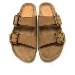 Sandalias planas Mustang lazy marrones metalizadas tipo bio