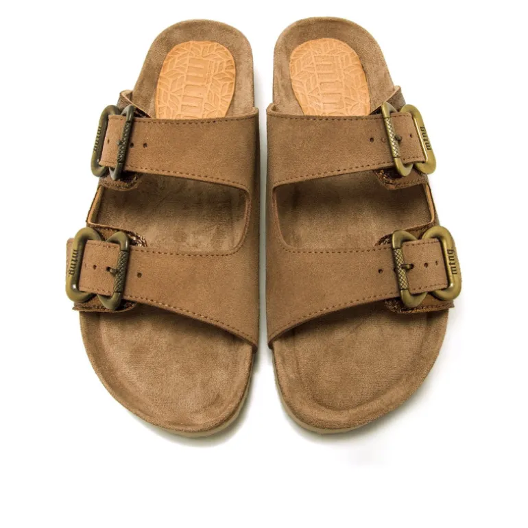 Sandalias planas Mustang lazy marrones metalizadas tipo bio