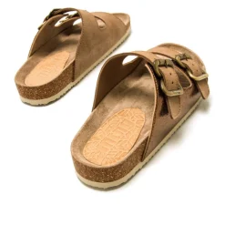 Sandalias planas Mustang lazy marrones metalizadas tipo bio