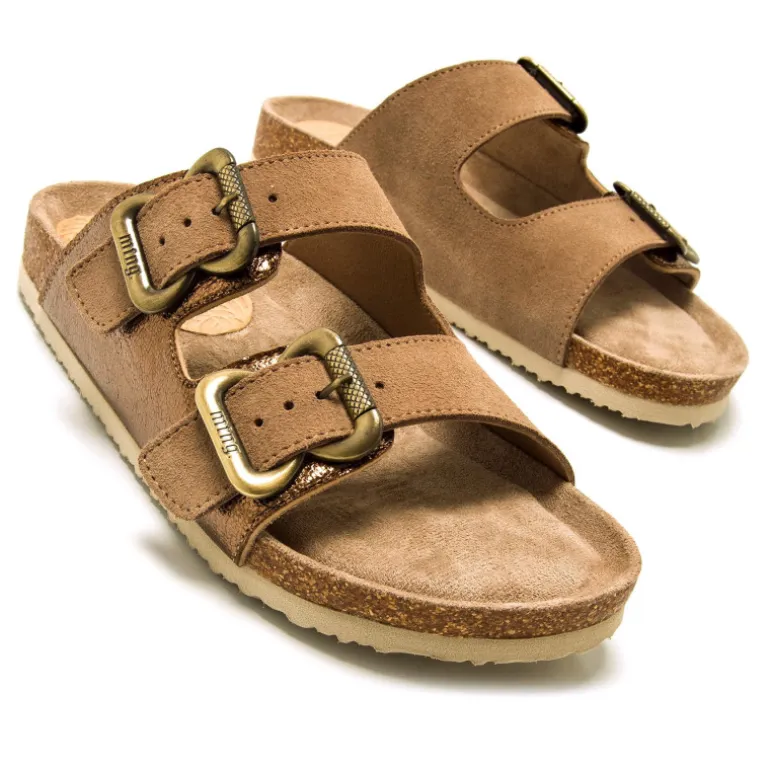 Sandalias planas Mustang lazy marrones metalizadas tipo bio