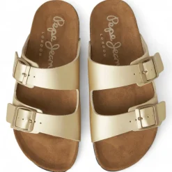 Sandalias planas Pepe Jeans golden con doble hebilla estilo bio