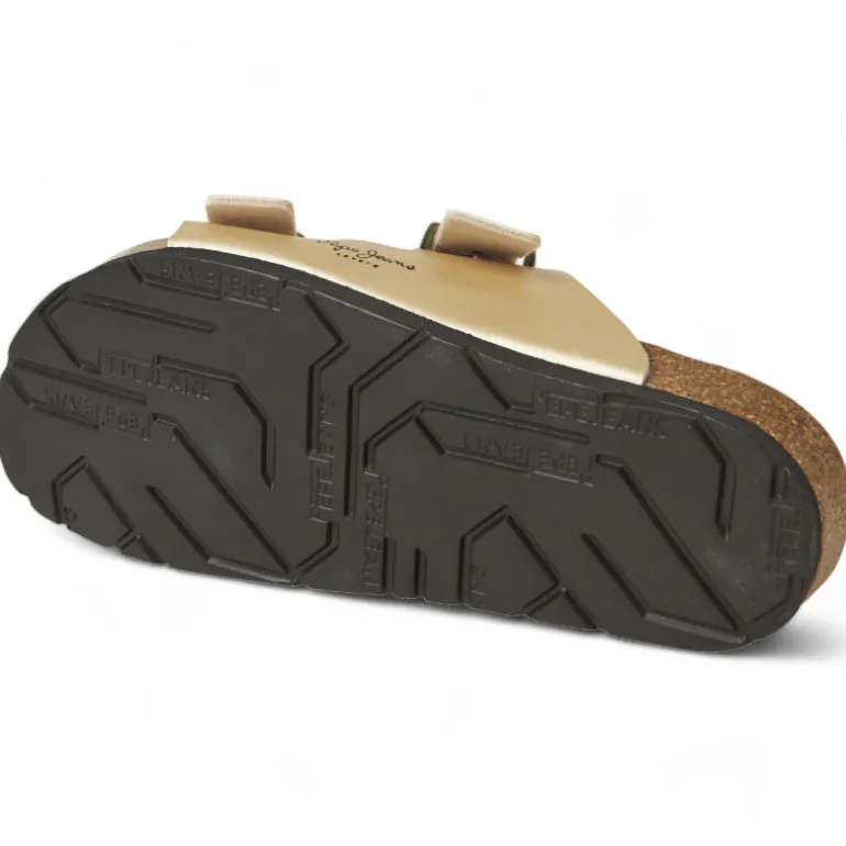 Sandalias planas Pepe Jeans golden con doble hebilla estilo bio