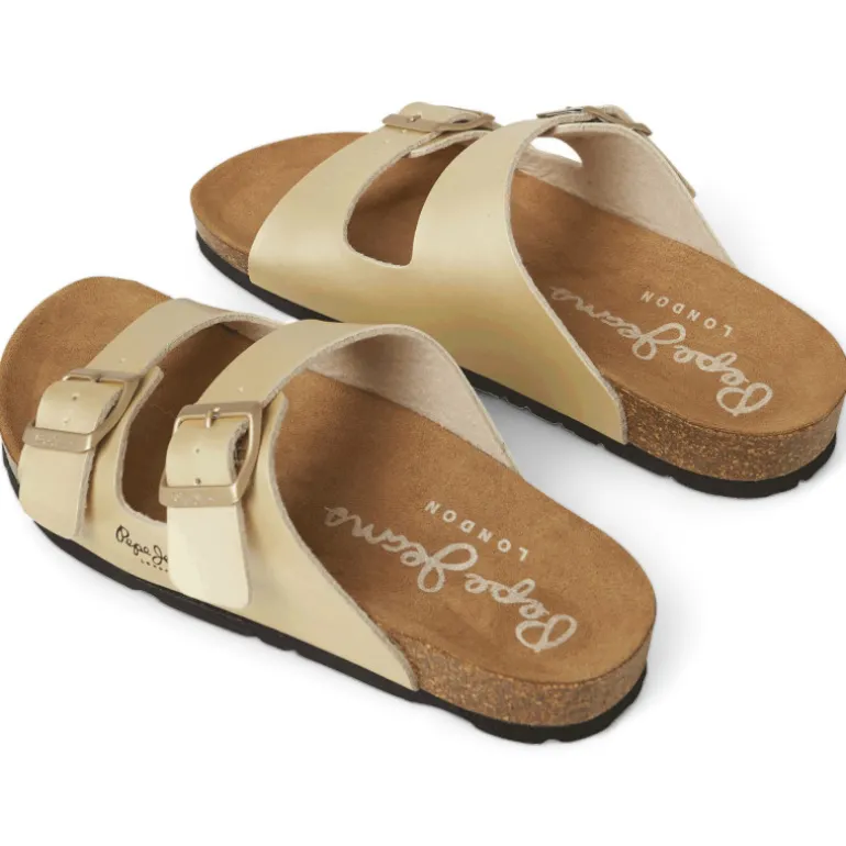 Sandalias planas Pepe Jeans golden con doble hebilla estilo bio