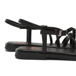 Sandalias planas Porronet verona negras de piel con tiras cruzadas