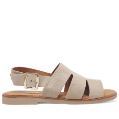 Sandalias planas Redlove jimena taupe con pala ancha cut out de piel
