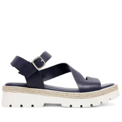 Sandalias planas Redlove Alba con bandas cogidas al tobillo de piel azules