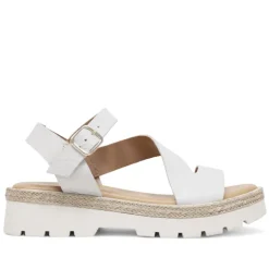 Sandalias planas Redlove Alba con bandas cogidas al tobillo de piel color hueso