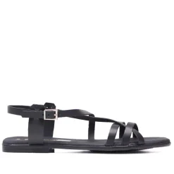 Sandalias planas Redlove Aitana negras con multiples tiras de piel
