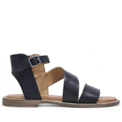 Sandalias planas Redlove marta negras con bandas cruzadas negras