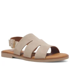 Sandalias planas Redlove jimena taupe con pala ancha cut out de piel