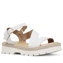 Sandalias planas Redlove Alba con bandas cogidas al tobillo de piel color hueso