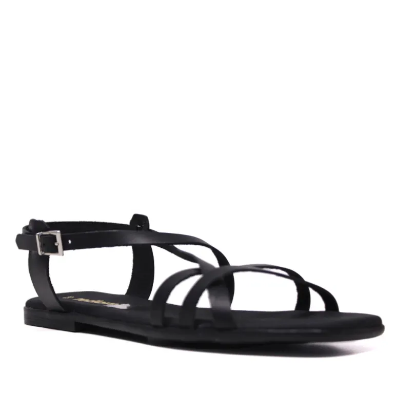 Sandalias planas Redlove Aitana negras con multiples tiras de piel