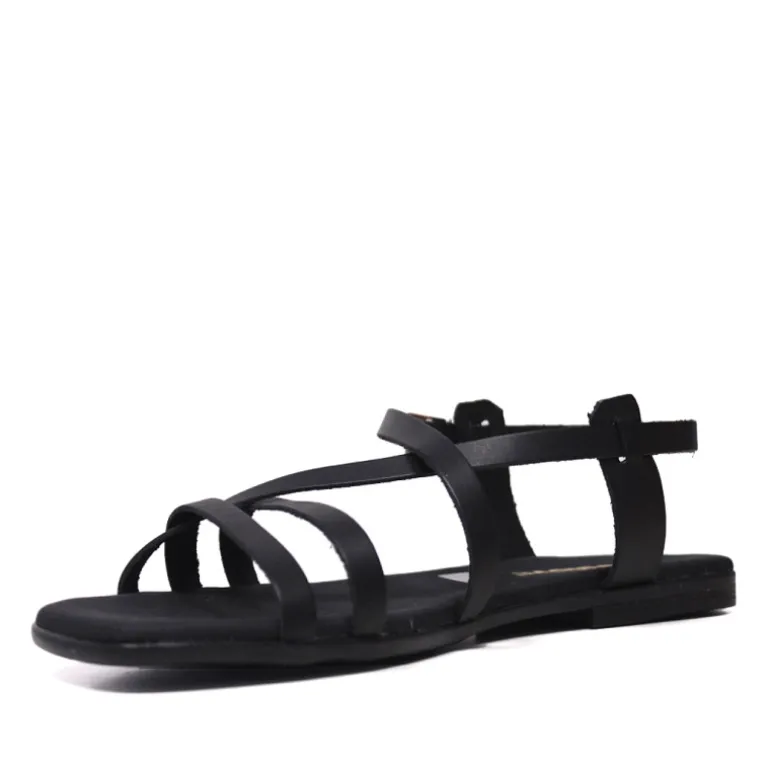 Sandalias planas Redlove Aitana negras con multiples tiras de piel