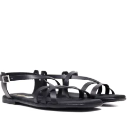 Sandalias planas Redlove Aitana negras con multiples tiras de piel