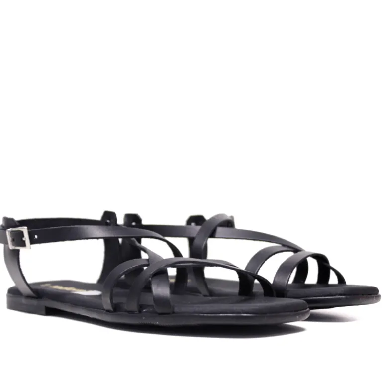 Sandalias planas Redlove Aitana negras con multiples tiras de piel
