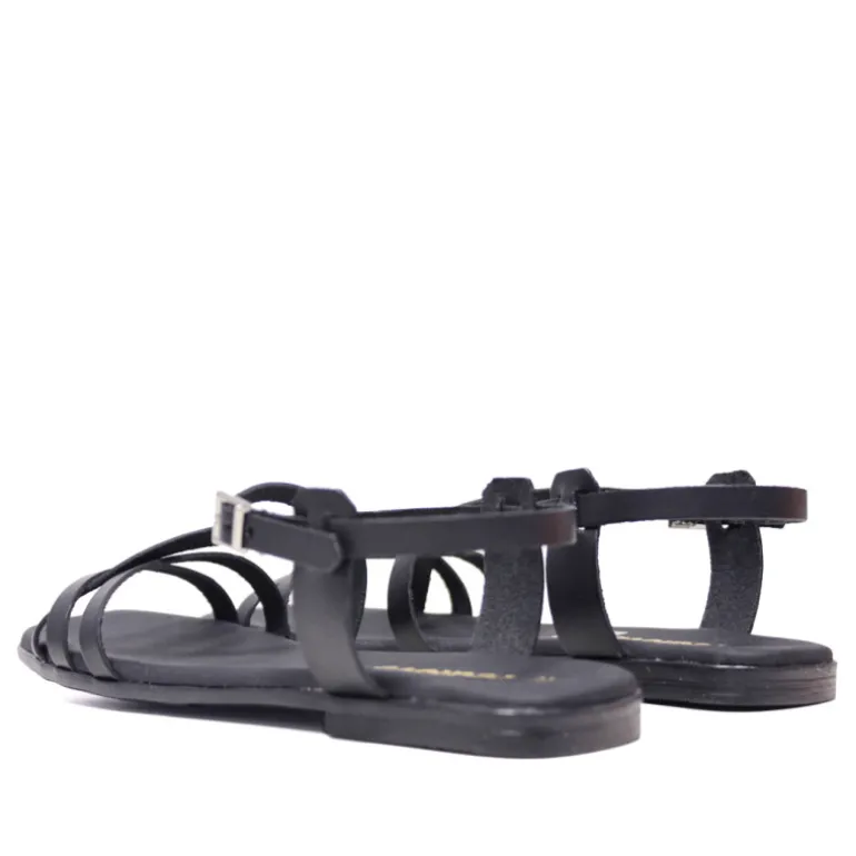 Sandalias planas Redlove Aitana negras con multiples tiras de piel