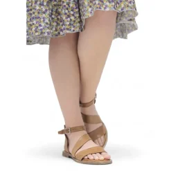 Sandalias planas Redlove marta marrones con bandas cruzadas negras