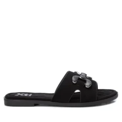 Sandalias planas Xti negras de pala con detalle metálico