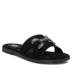 Sandalias planas Xti negras de pala con detalle metálico