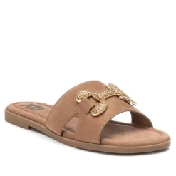 Sandalias planas Xti taupe de pala con detalle metálico