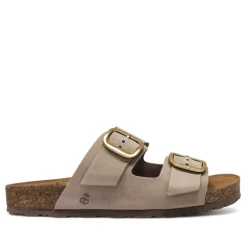 Sandalias planas Yokono jerba beige con hebillas doradas tipo bio