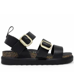 Sandalias planas Yokono tunez negras estilo gladiador de piel