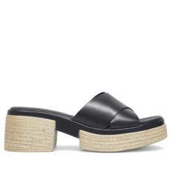 Sandalias plataformas Redlove Alexia negras de piel de bandas anchas cruzadas con plataforma