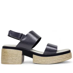 Sandalias plataformas Redlove Natalia de piel gris oscuro metalizado con plataforma