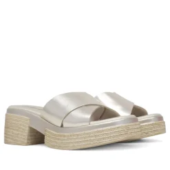 Sandalias plataformas Redlove Alexia doradas de piel de bandas anchas cruzadas con plataforma