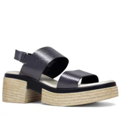 Sandalias plataformas Redlove Natalia de piel gris oscuro metalizado con plataforma