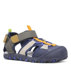 sandalias QUETS! azules en tonos verdes y naranjas