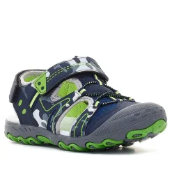 sandalias QUETS! azules tipo militar con verde intenso