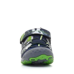 sandalias QUETS! azules tipo militar con verde intenso