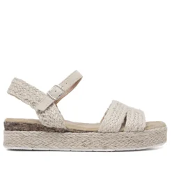 Sandalias QUETS! de rafia con ligera plataforma y cogidas al tobillo