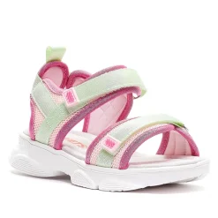 sandalias QUETS! deportivas rosas con tiras verdes