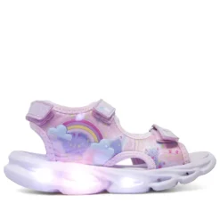 sandalias QUETS! rosas con luces en la suela y arcoíris