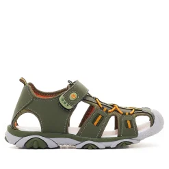 sandalias QUETS! verdes con naranja y plantilla blanca