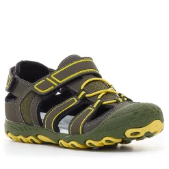 sandalias QUETS! verdes con detalles en color amarillo