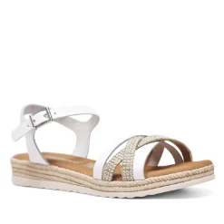 sandalias Redlove laia blancas con tiras delanteras cruzadas