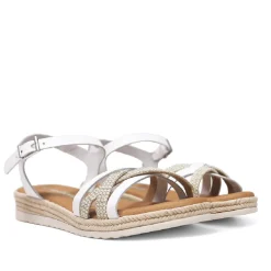 sandalias Redlove laia blancas con tiras delanteras cruzadas