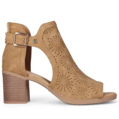 Sandalias tacón Chika 10 rosalinda 05 marrón estilo peep-toe