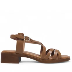 Sandalias tacón Redlove gala marrones con tiras finas de piel