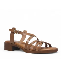 Sandalias tacón Redlove gala marrones con tiras finas de piel