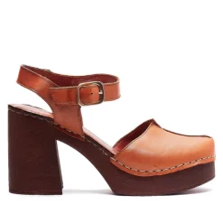 Sandalias tacón Redlove herminia marrones de piel y talón alto