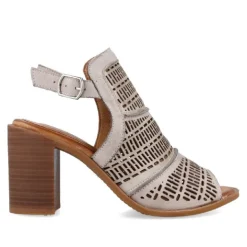 Sandalias tacón Walk & Fly de piel troquelada con talón descubierto