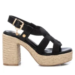 Sandalias tacón Xti negras con trenzado en el empeine