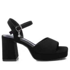 Sandalias tacón Xti negras con tacón cuadrado y detalle plateado