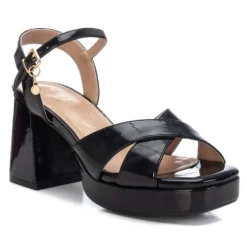 Sandalias tacón Xti negras cruzadas con tacón cuadrado