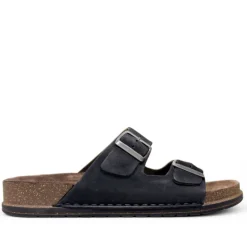 Sandalias Walk & Fly negras tipo bio con doble pala con hebillas