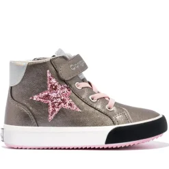 Zapatillas altas Conguitos de niña con estrella y tira adherente color plomo